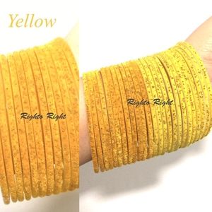 Yellow BanglesVelvet Glitter Glass Bangles 24